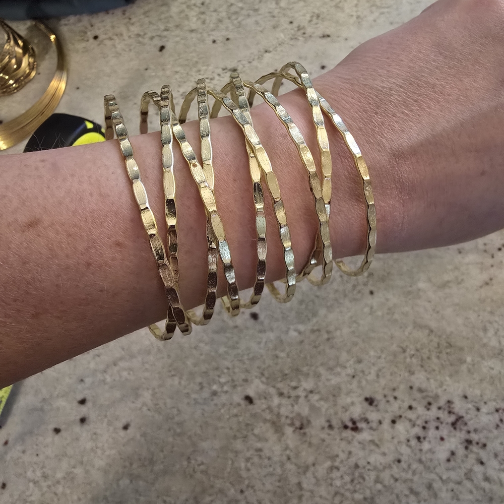 Gold Textured Bracelet- Women Jewelry